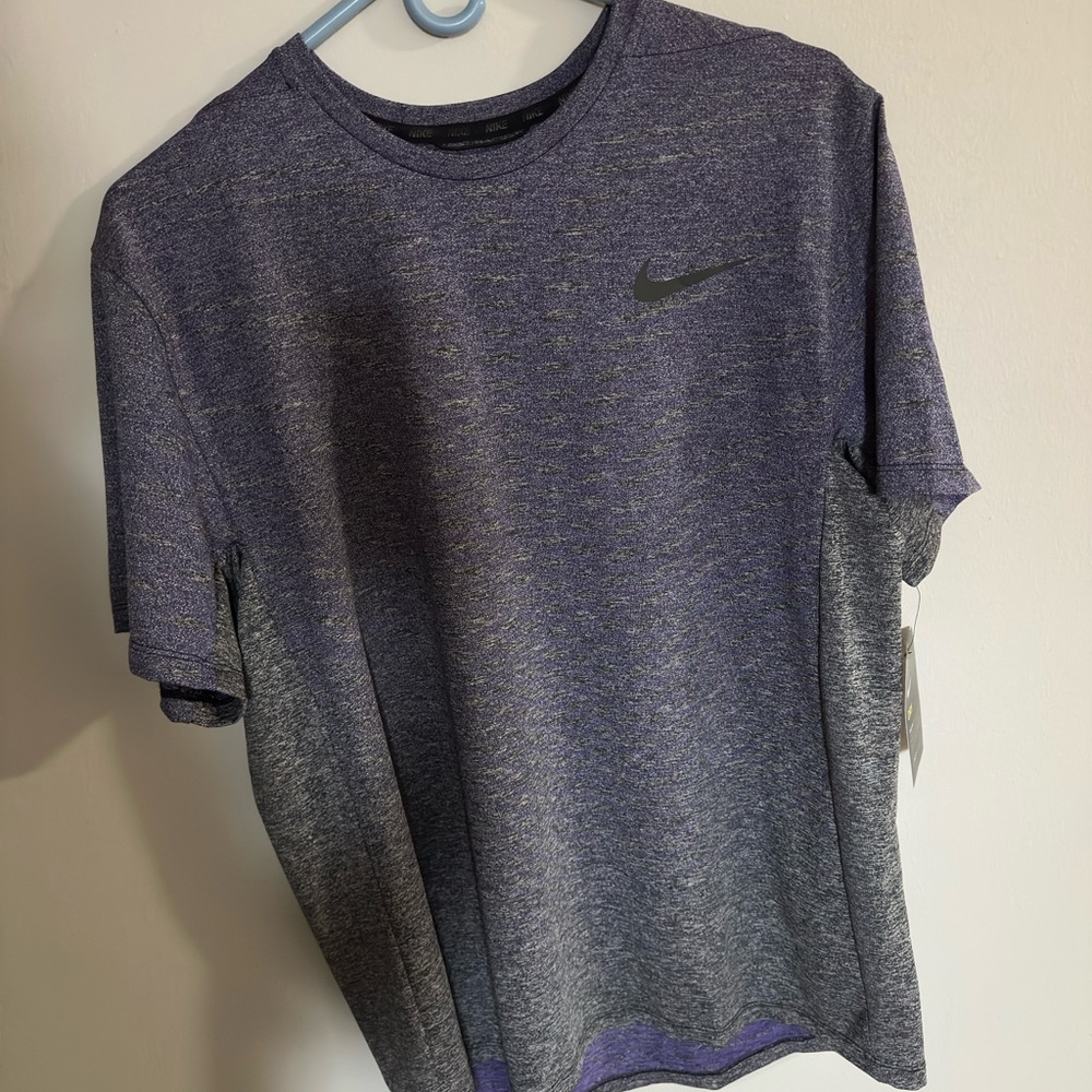 Nike Men's Dri-Fit Purple and Gray Short Sleeve Tee